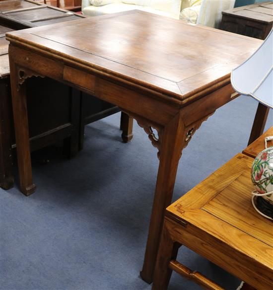 A Chinese hardwood card table, c.1900, W.90cm